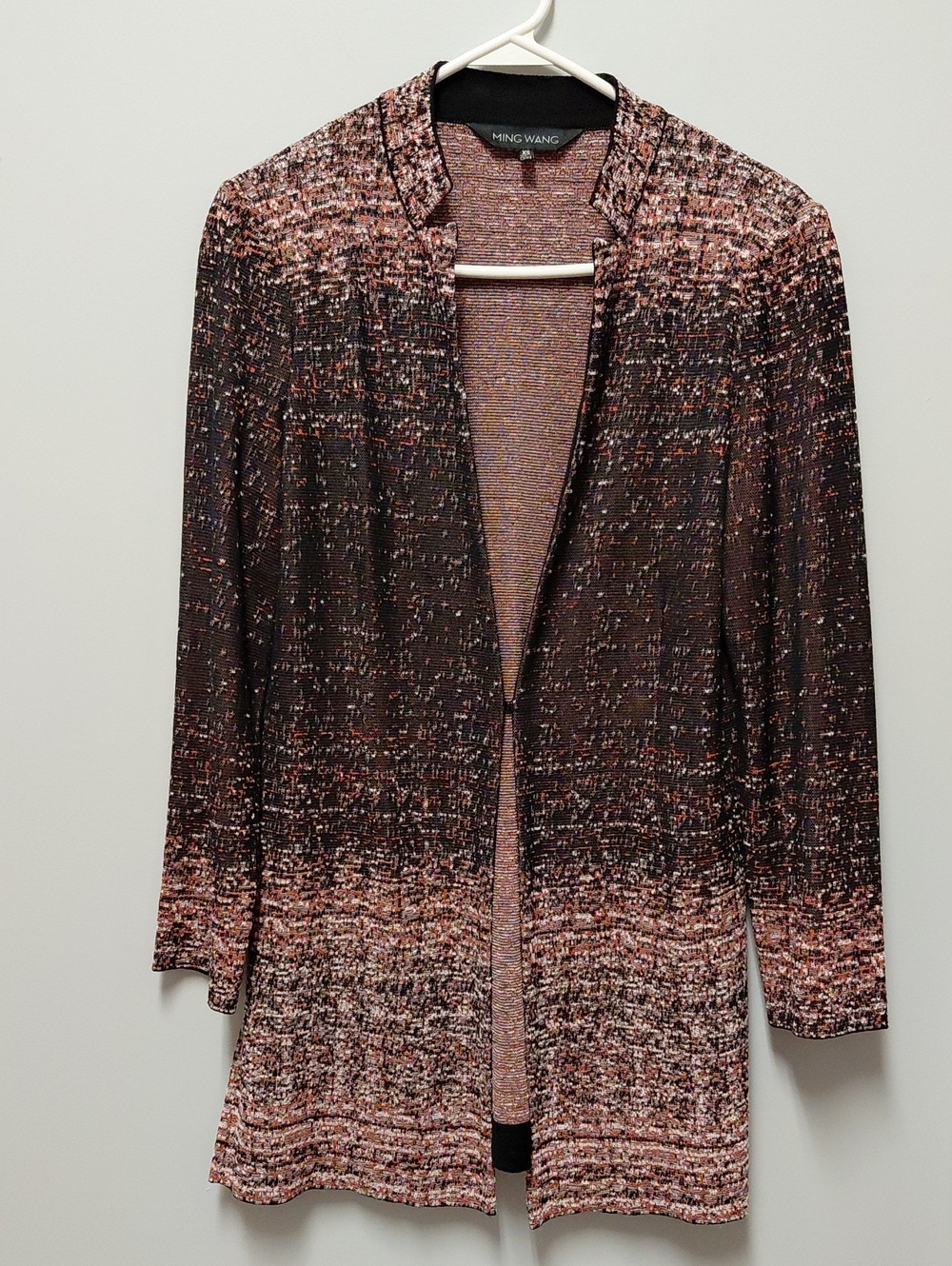 Ming Wang Rust-Tone Gradient Open-Front Cardigan, Size XS